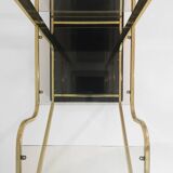 Laiton Verre Octogonal Etagere Hollywood Regency 70s Midcentury