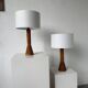 Paire de lampes de table bois chêne années 50