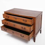 Commode rustique française en chêne massif à 3 tiroirs, vers 1850