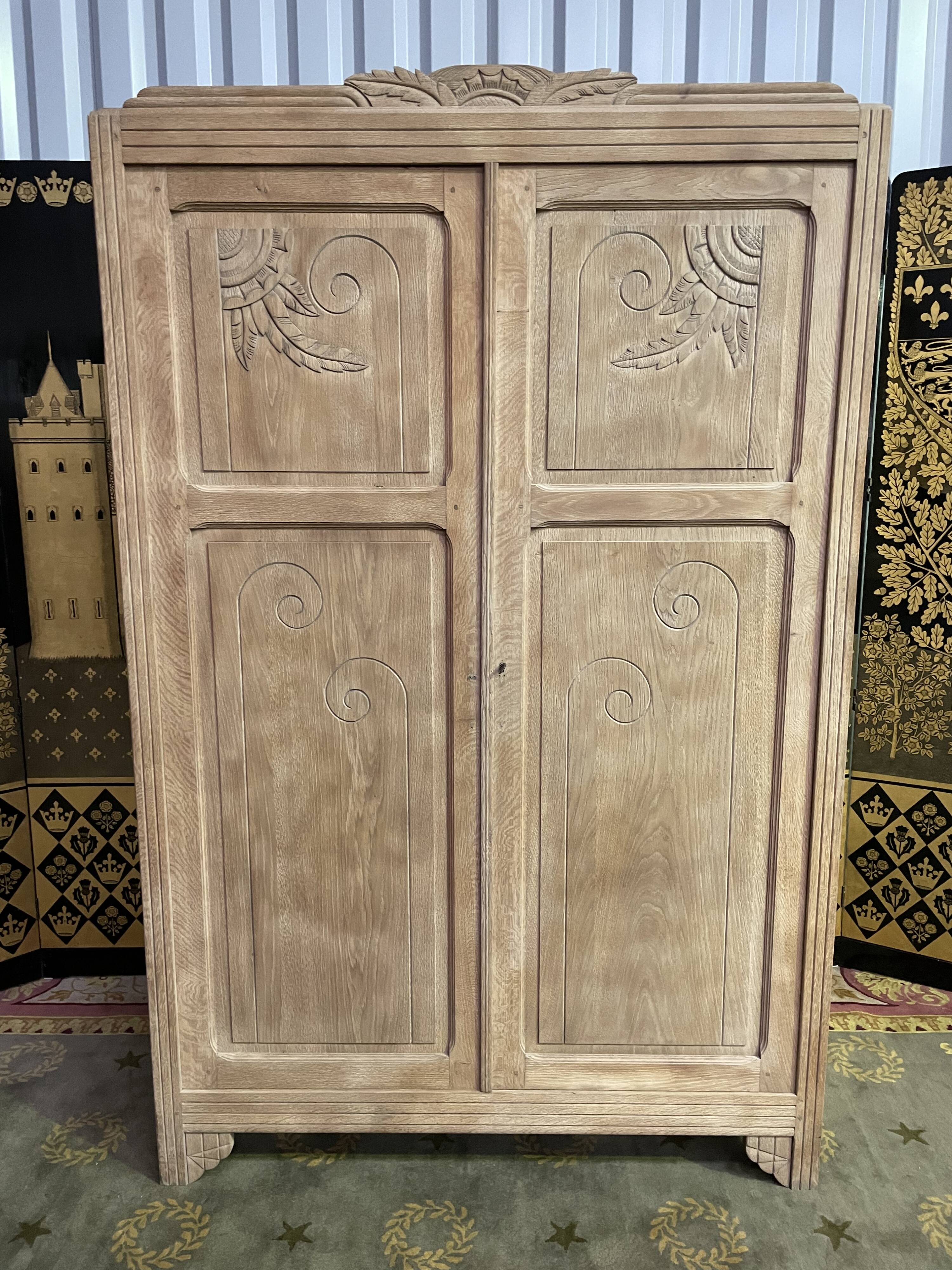 Wardrobe -Art Deco solid oak