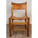 Chaise vintage Maison Regain en orme et cuir 1970