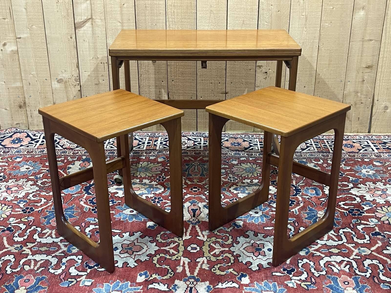 English teak folding nesting table from the 70s