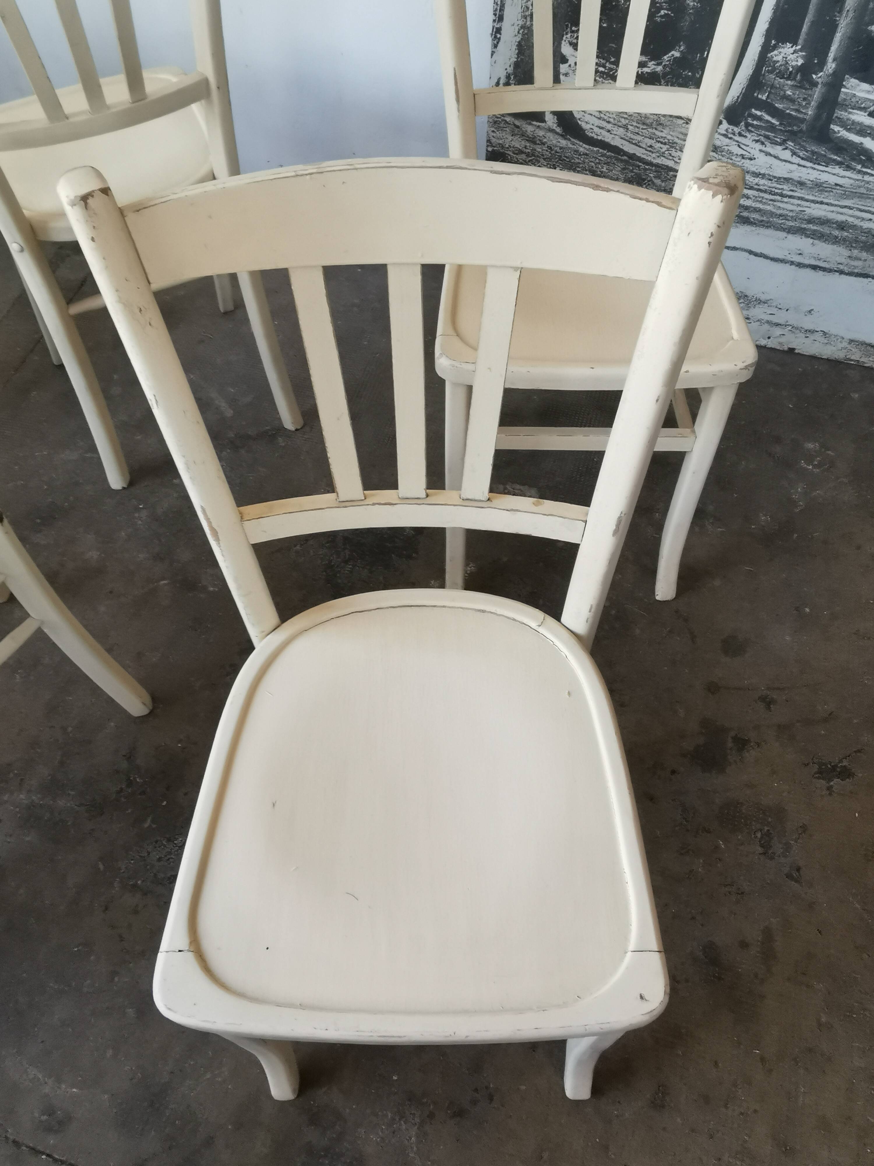 Set de 6 chaises bistrot vintages blanches