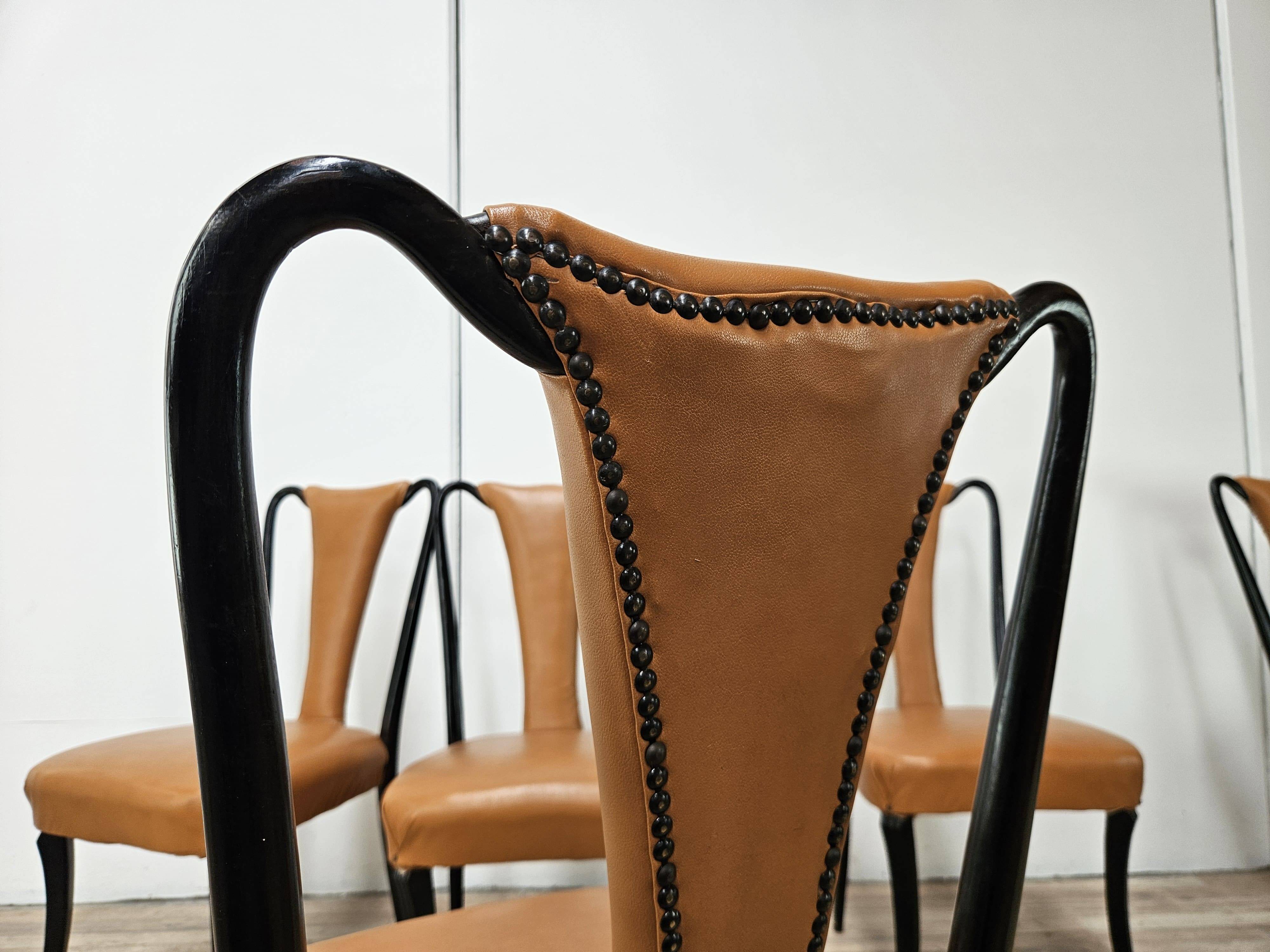 Set of 6 dining chairs by Vittorio Dassi from the 1950s