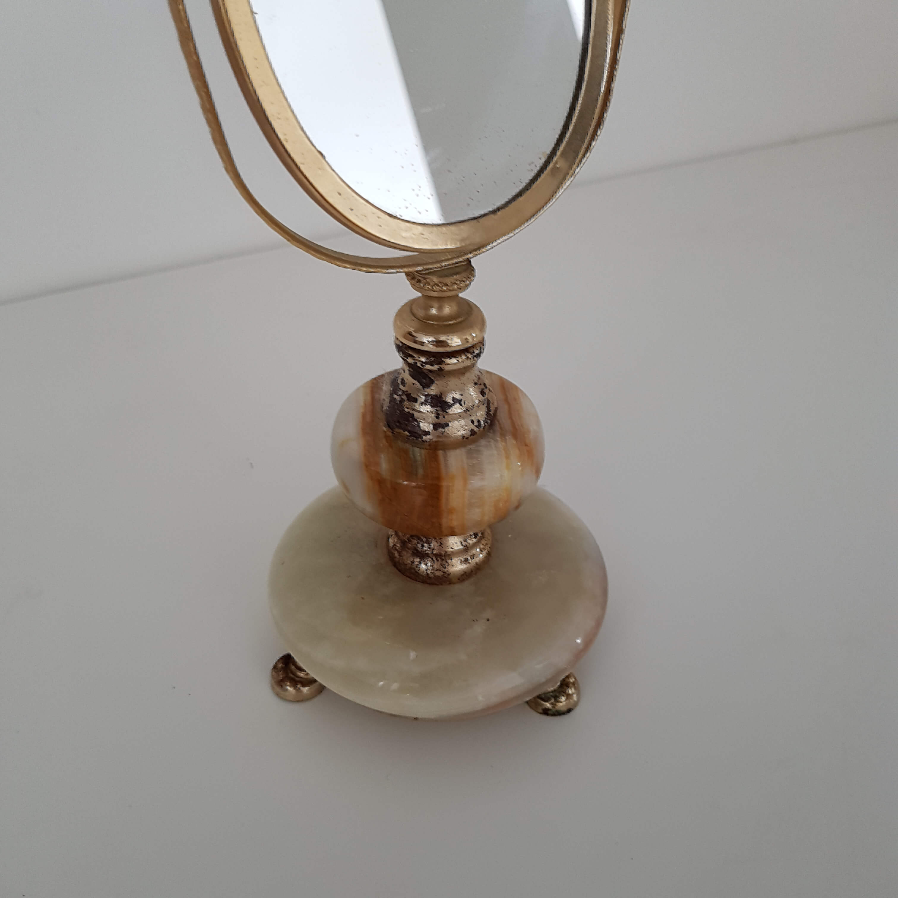 Mirror table vintage with foot psyche marble 26cm