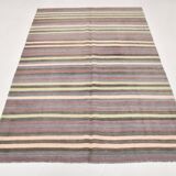 5x7 Shades Of Grey Rug, Handmade Wool Rug, 153x220Cm Antique Kilim Rug