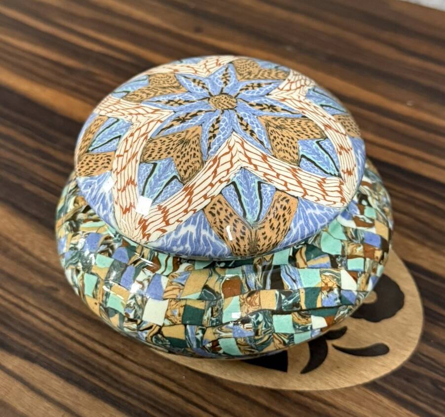 Jean Gerbino in Vallauris: micro mosaic ceramic candy box