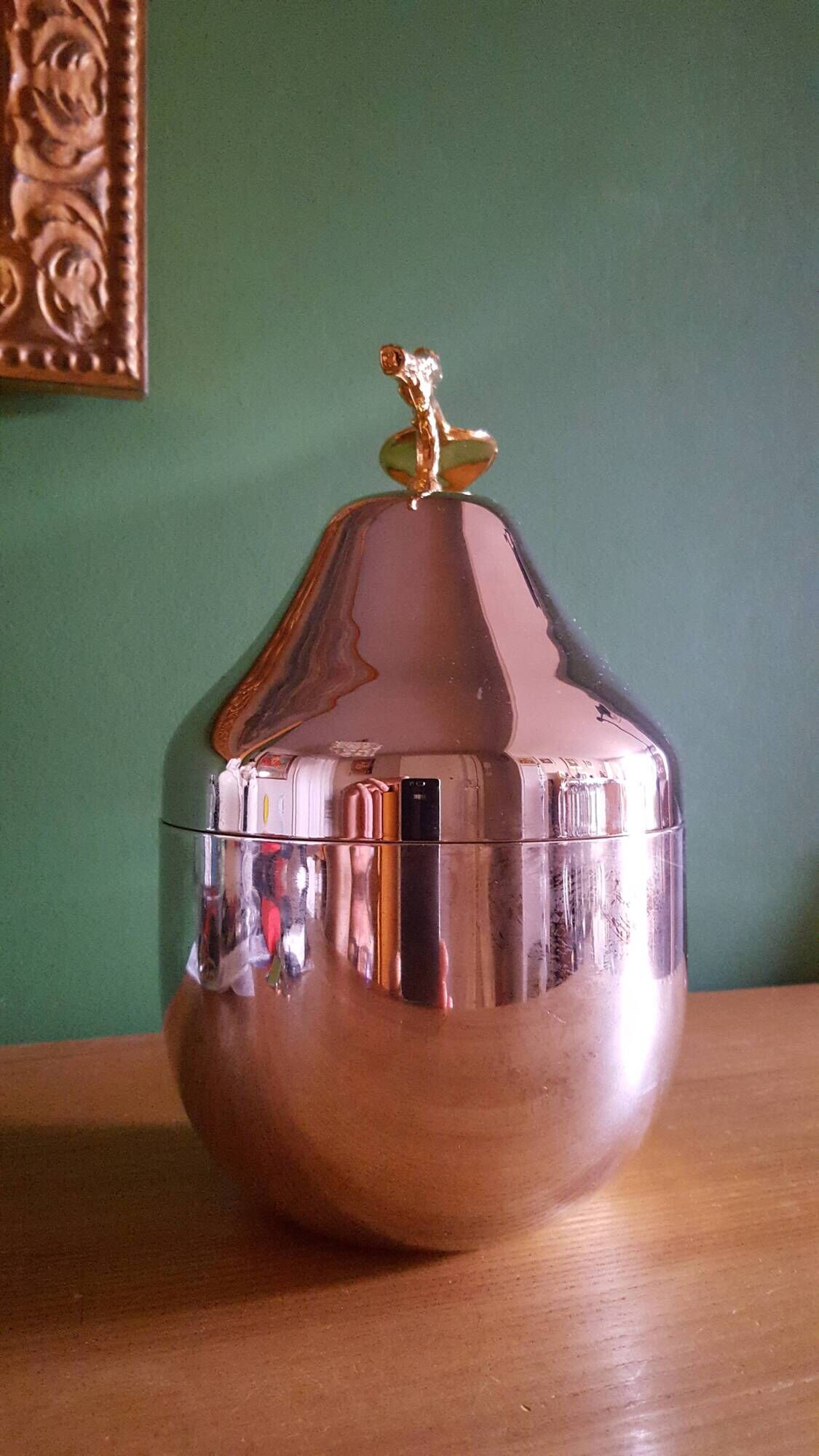 Vintage pear ice bucket in silver plated metal (silver plate)