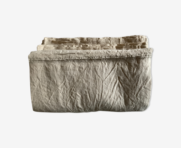 Nappe de ferme 19e en chanvre brut linge de réserve L320cm