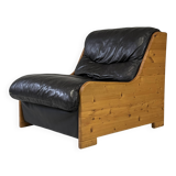 Vintage Brutalist Leather Armchair, 1960s–1970s