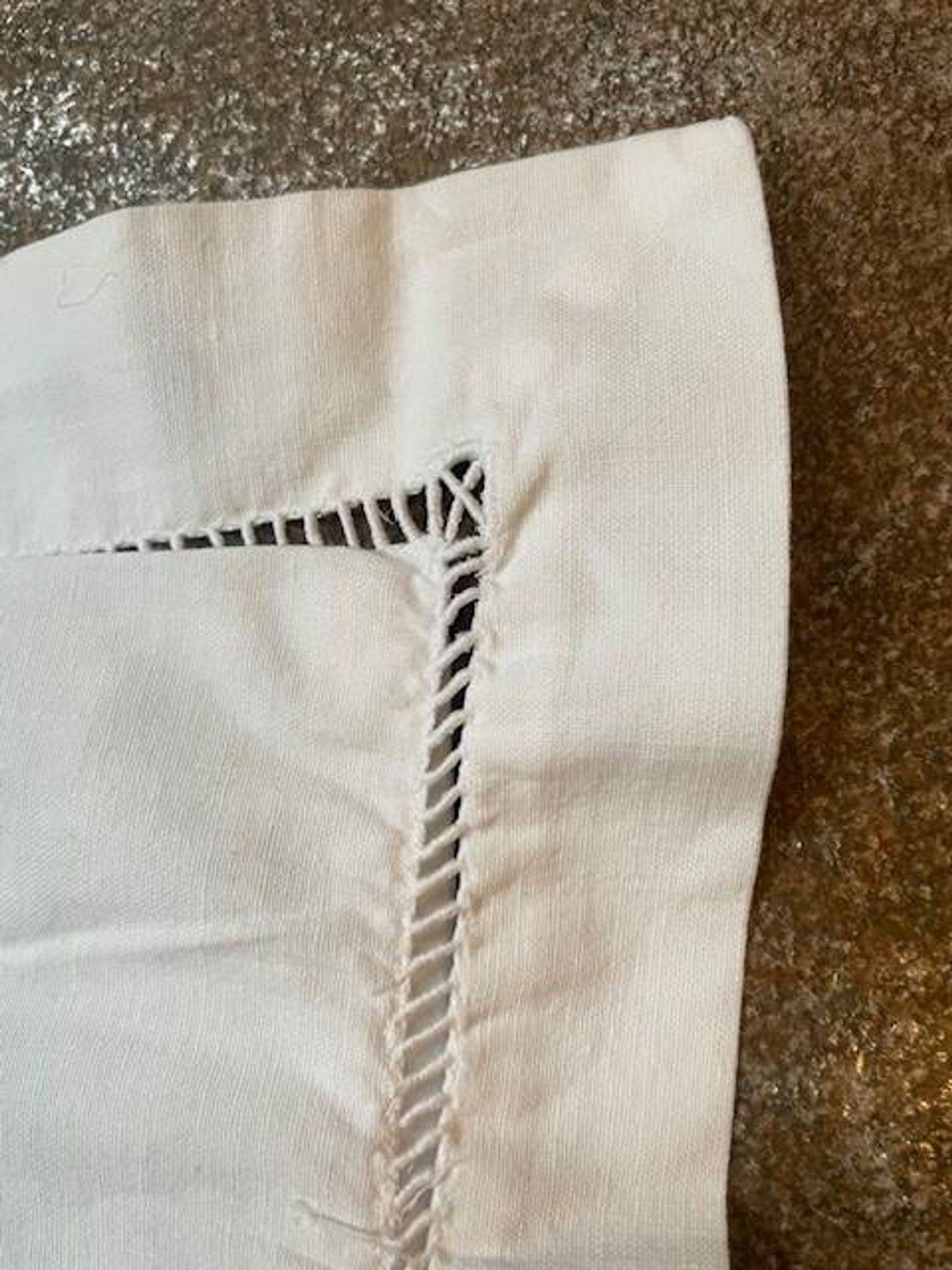 Antique embroidered pillowcase with venetian lace