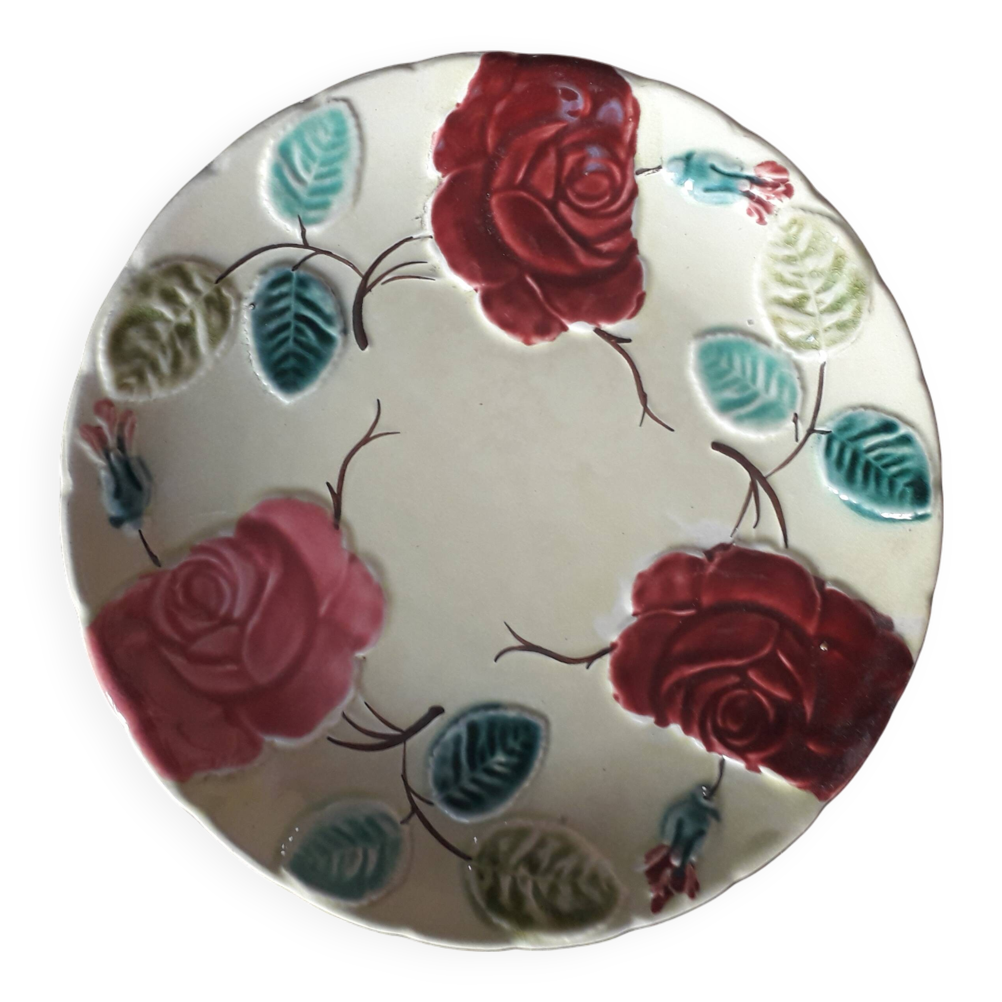 Vintage barbotine plate from Saint Amand