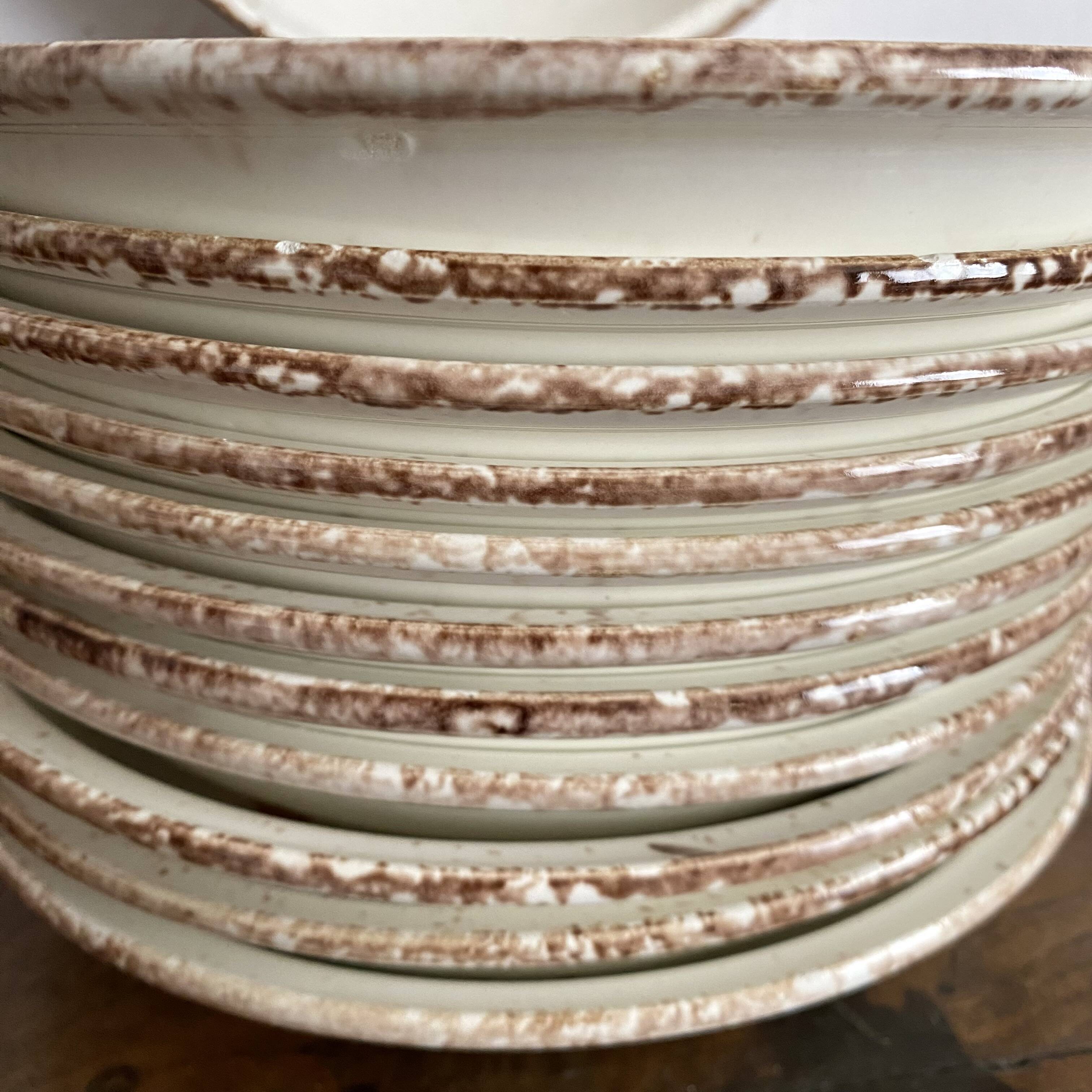 Gien deep plates, floral decoration, 70s