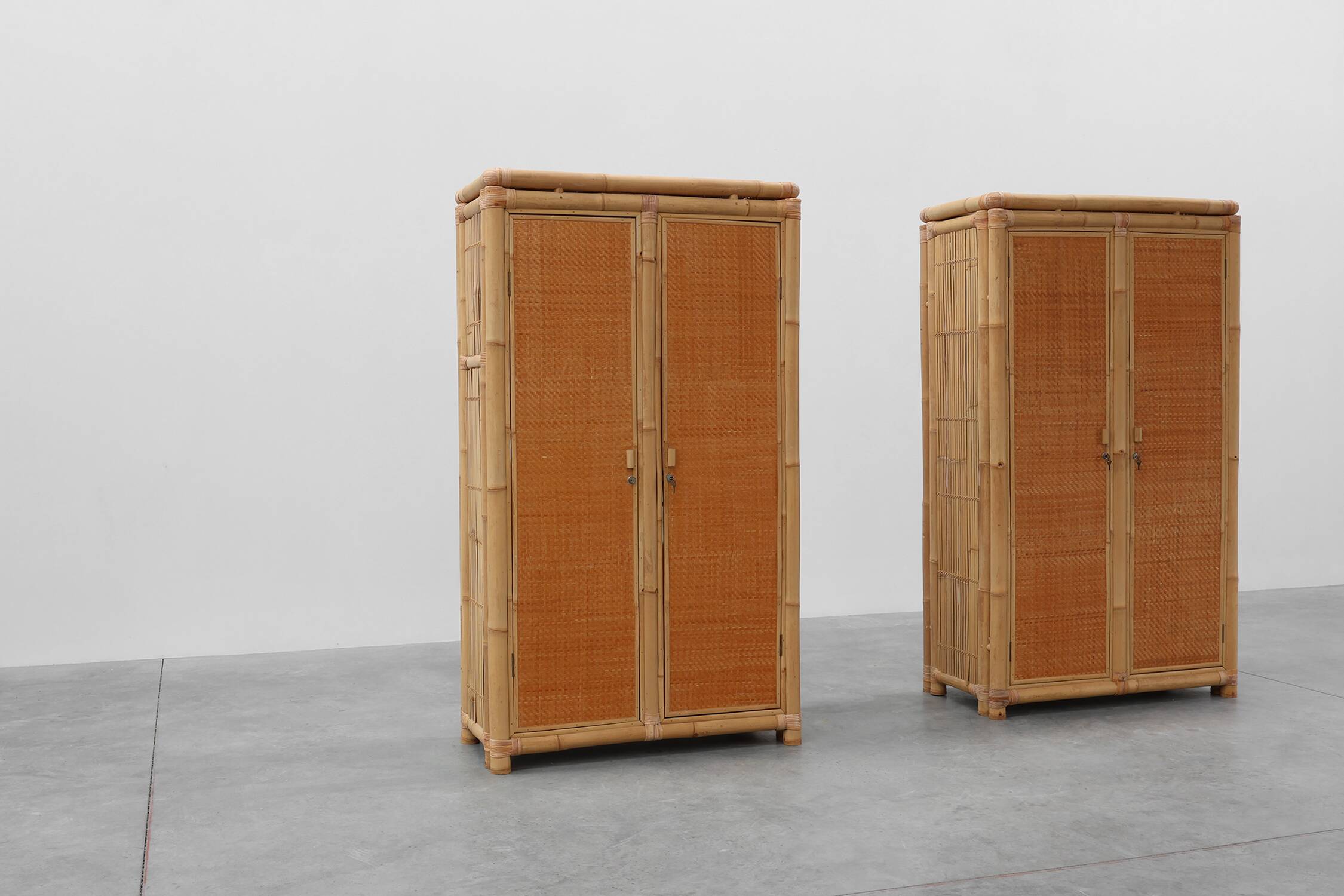 Mid-century bamboo and rattan wardrobe, Italy ca. 1960
