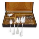 Ercuis Uniplat, Valois, 38-piece cutlery set in silver-plated metal, excellent condition.