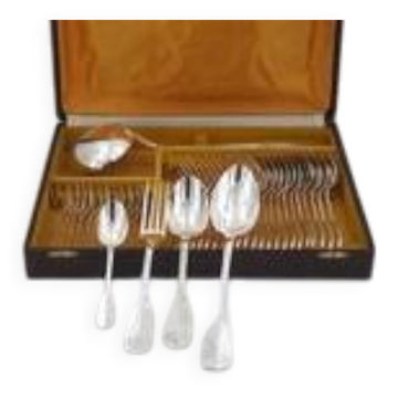Ercuis Uniplat, Valois, ménagère set 38 pièces en métal argenté, excellent état.