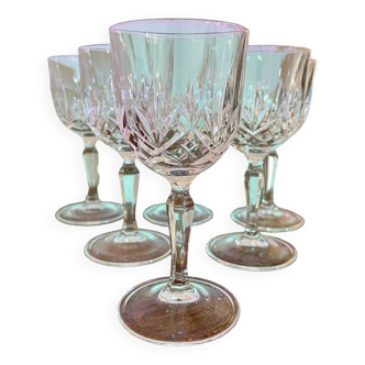 Lot de 6 verres à vin en cristal