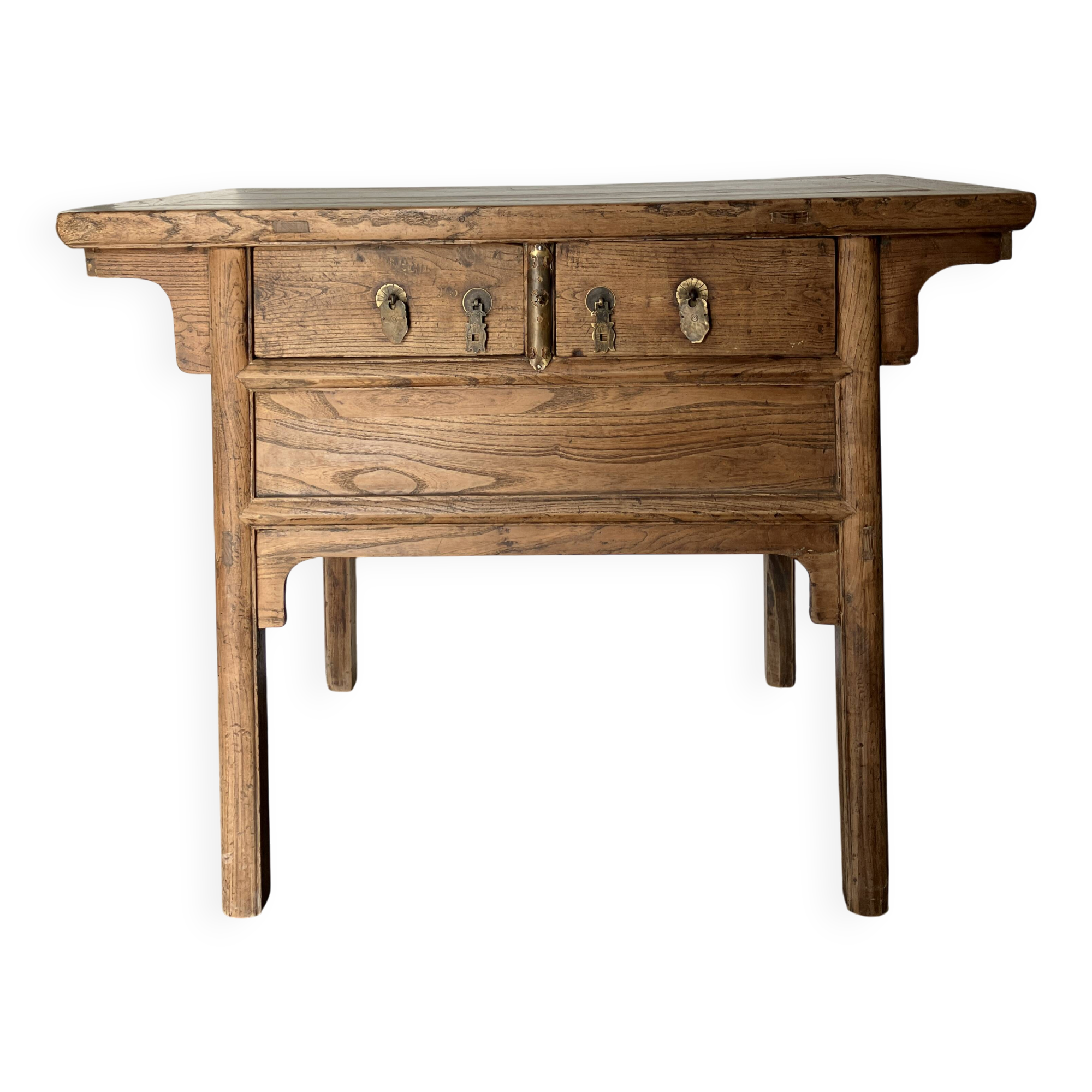 Console ancienne en bois d'orme