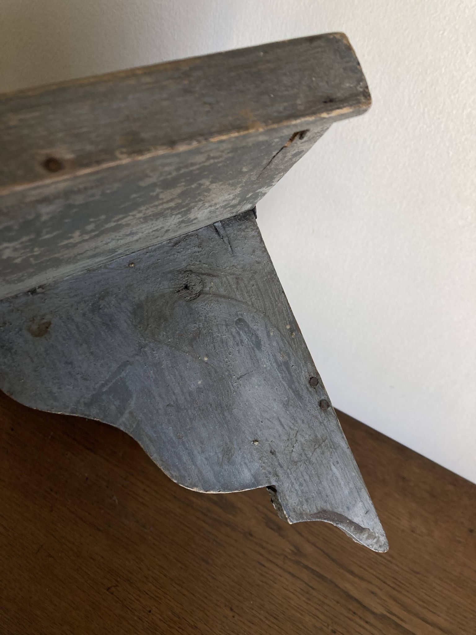 Hudson Farmhouse Folk Art Country Shelf Original Gray Patina