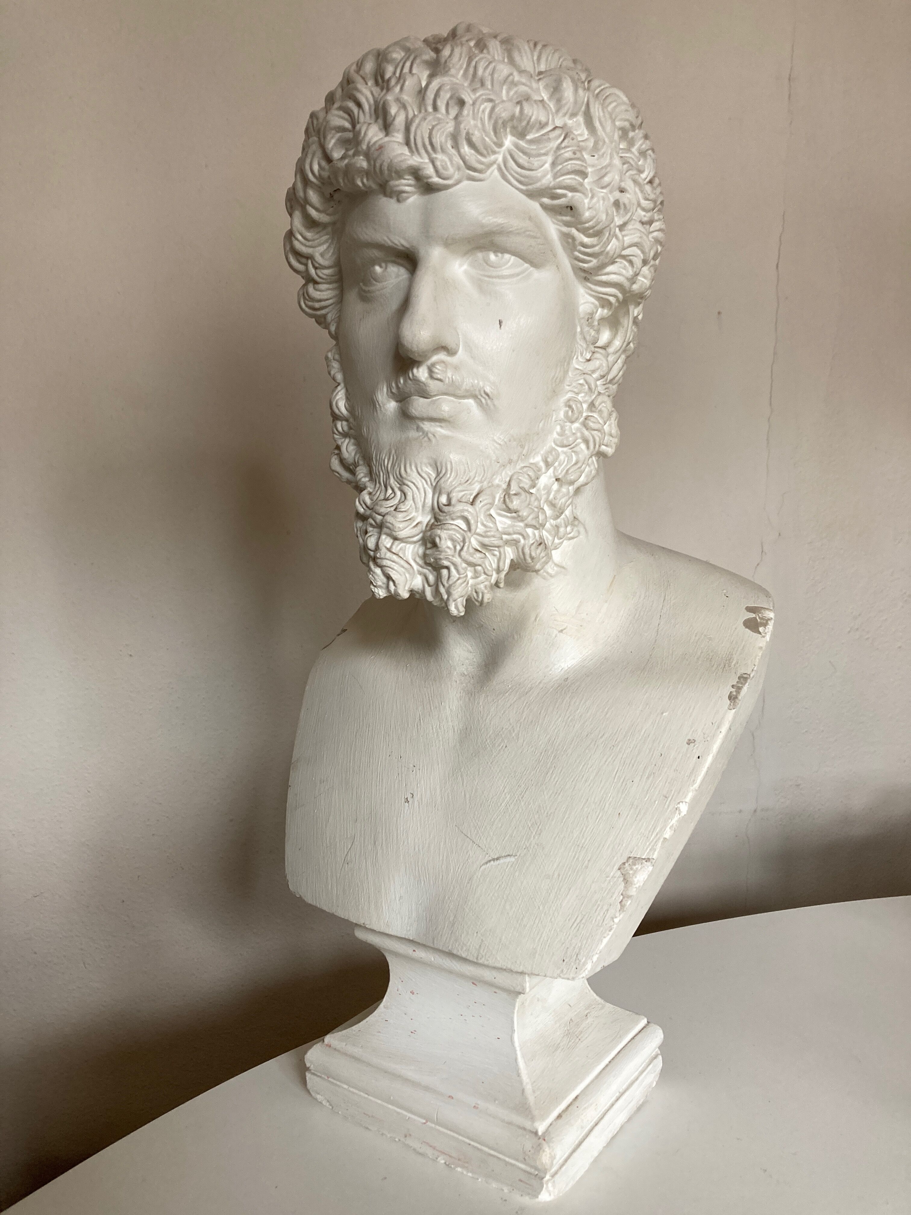 Greco-Roman bust in full plaster of Emperor Lucius Verus Borghese collection