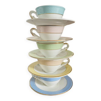 Set of 5 vintage coffee cups and saucers - l'Amandinoise