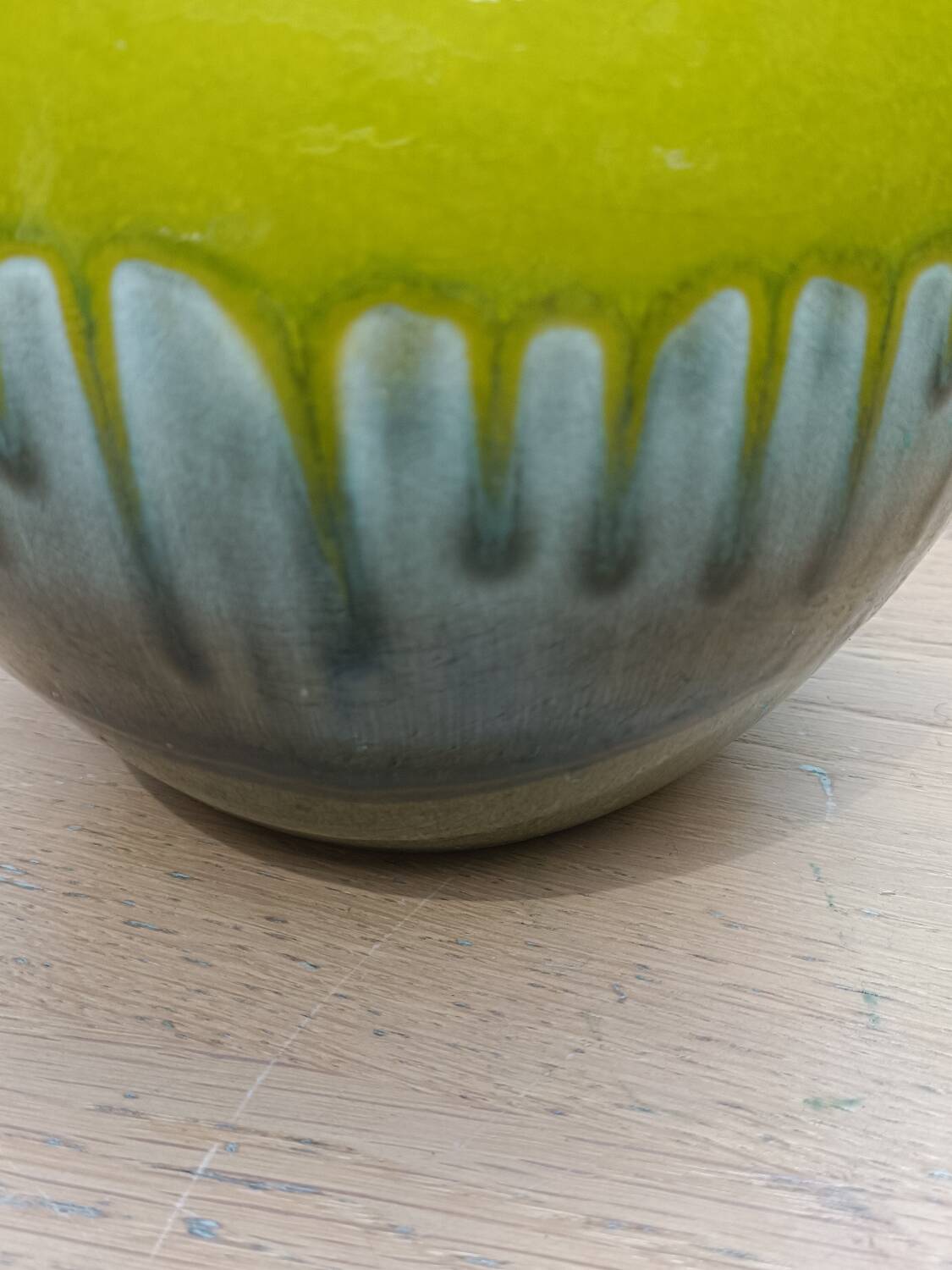 Green ceramic vase with stamp