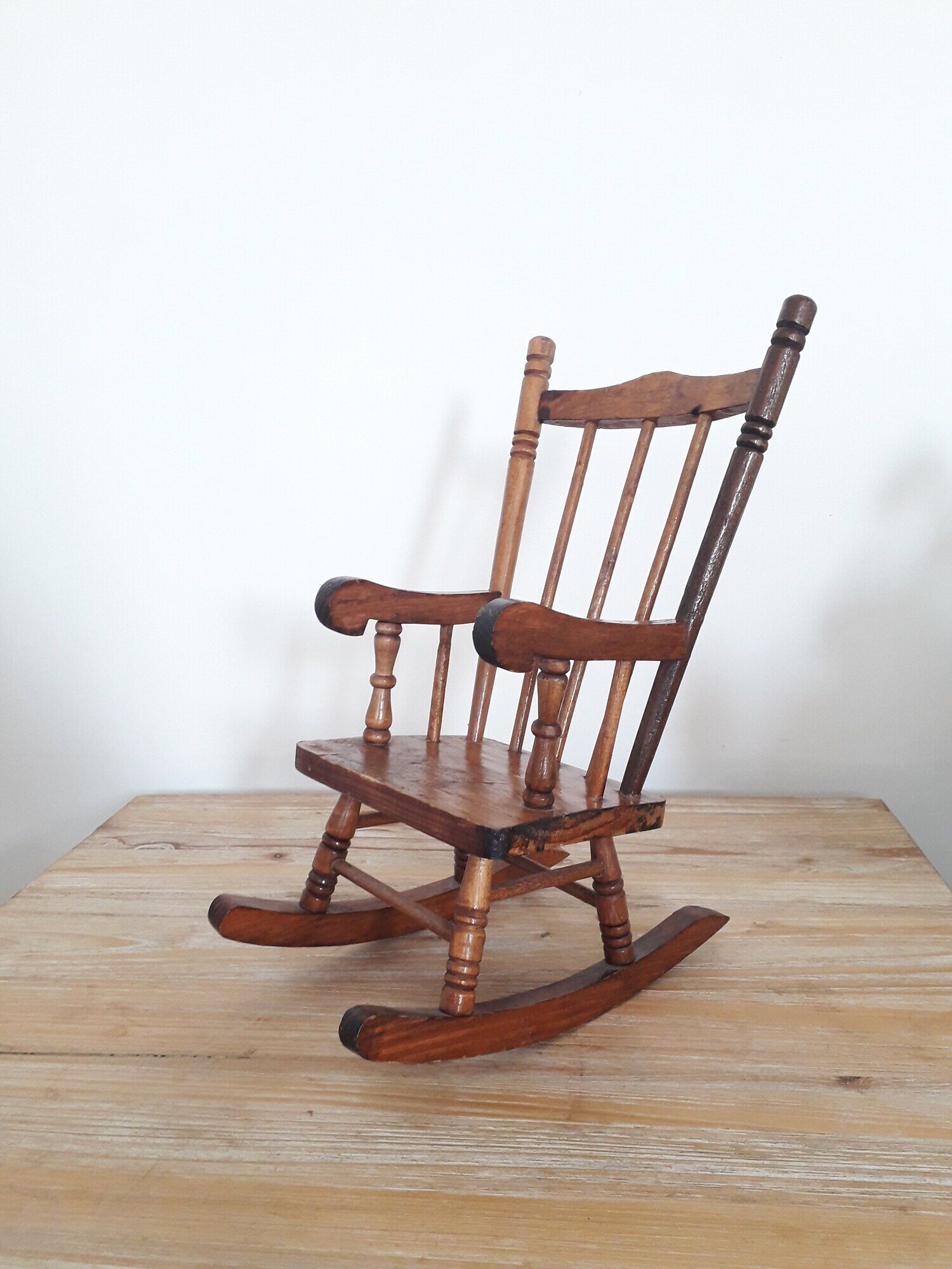 Old wooden rocking-chair for doll - 60s