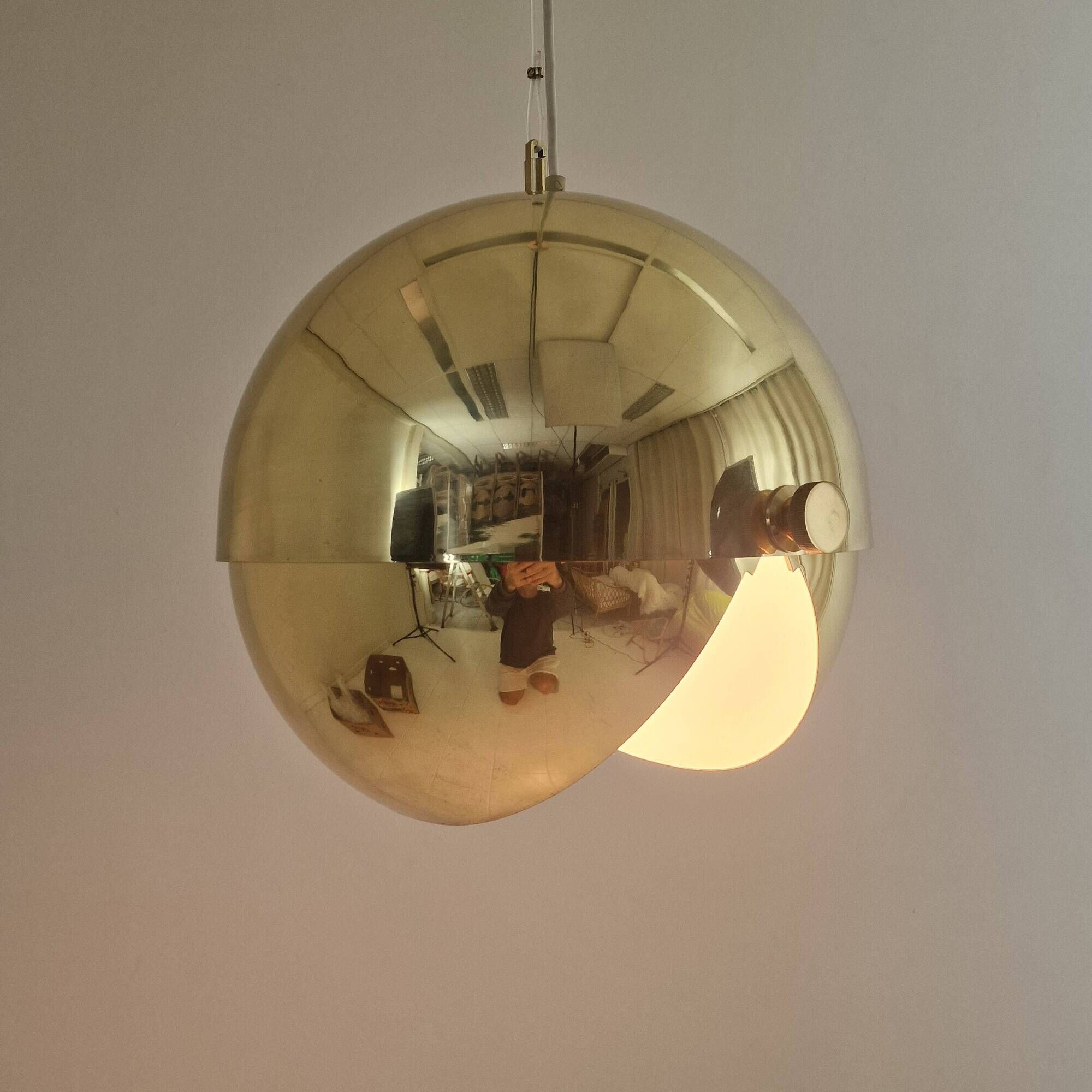 Adjustable Brass "Dome" Pendant Light by Vereinigte Werkstätten München 60s
