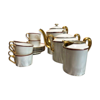 SERVICE CAFÉ / THÉ PORCELAINE LIMOGES CHARLES AHRENFELDT STYLE EMPIRE DORURES