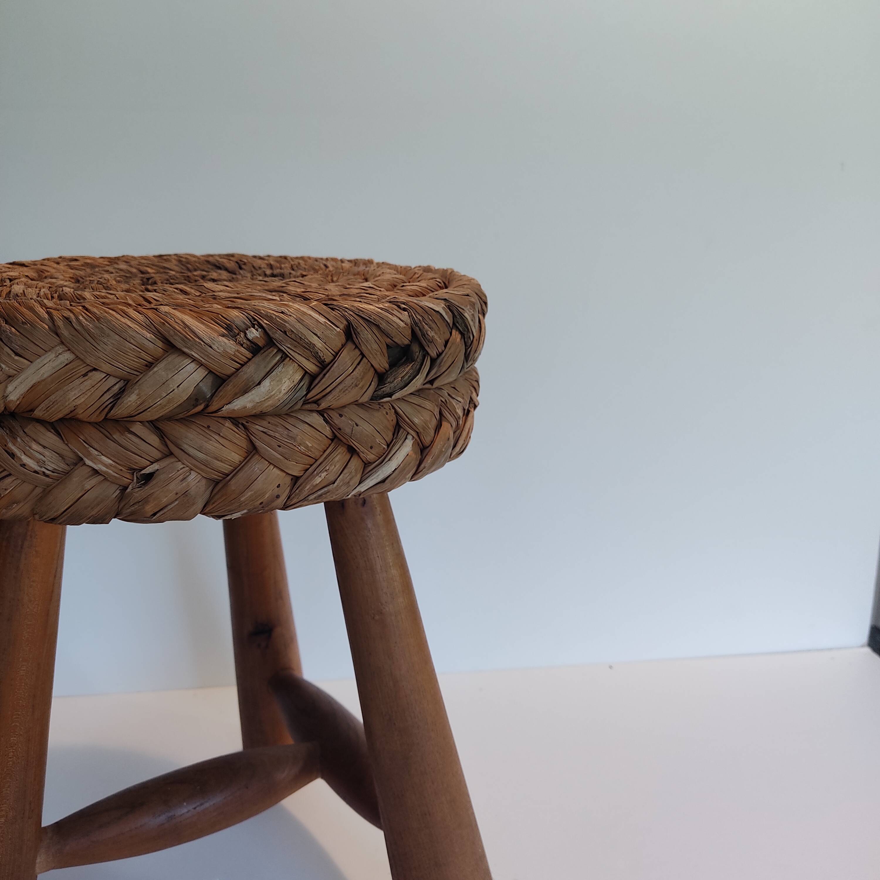 Tabouret bois rafia
