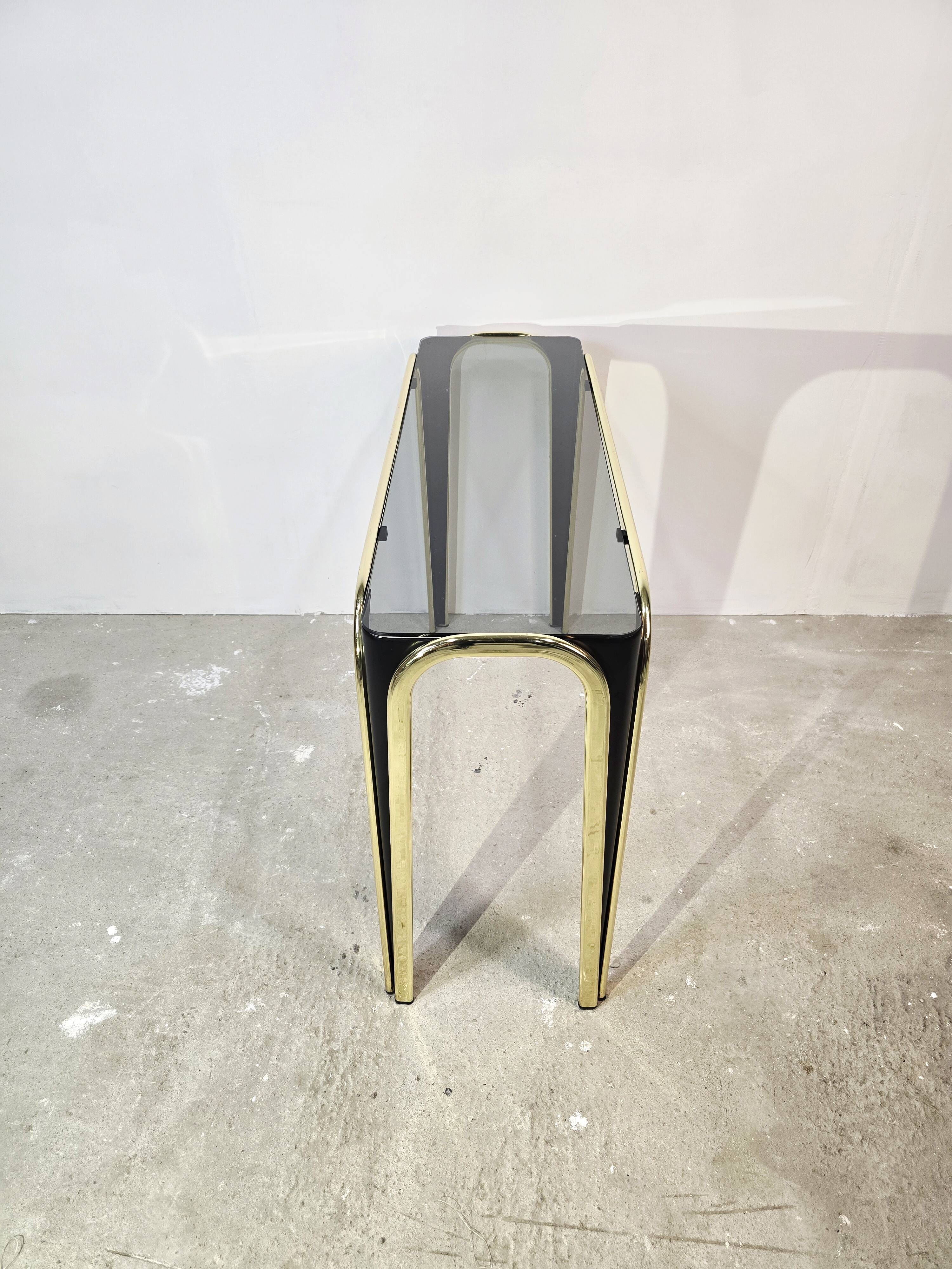 1950s glass and gold console table – Mid-century modern style