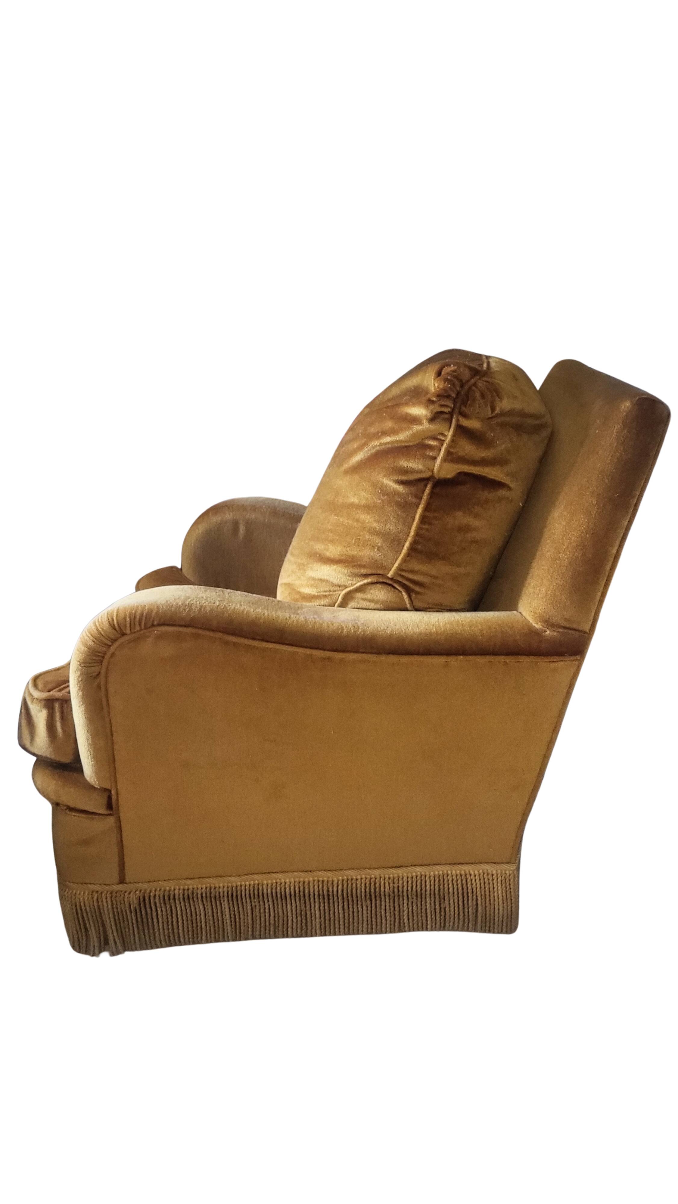 Pair of vintage gold velvet armchairs - excellent condition