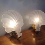 Vintage frosted glass shell wall sconces