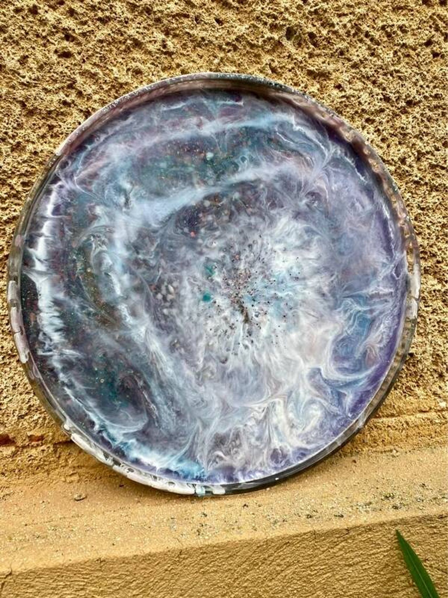 Grand plat à paillettes vintage résine