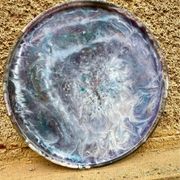 Grand plat à paillettes vintage résine