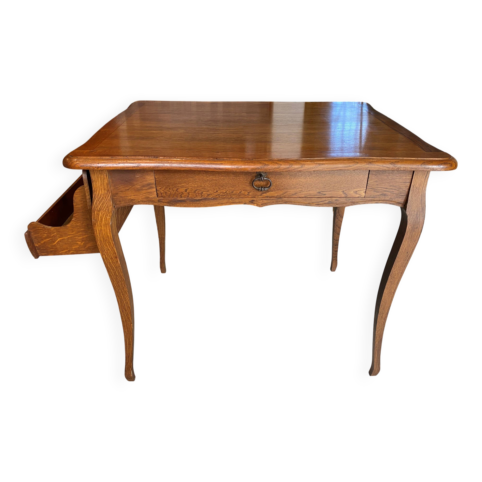 Oak desk, 1 drawer and 1 removable document holder, 1950