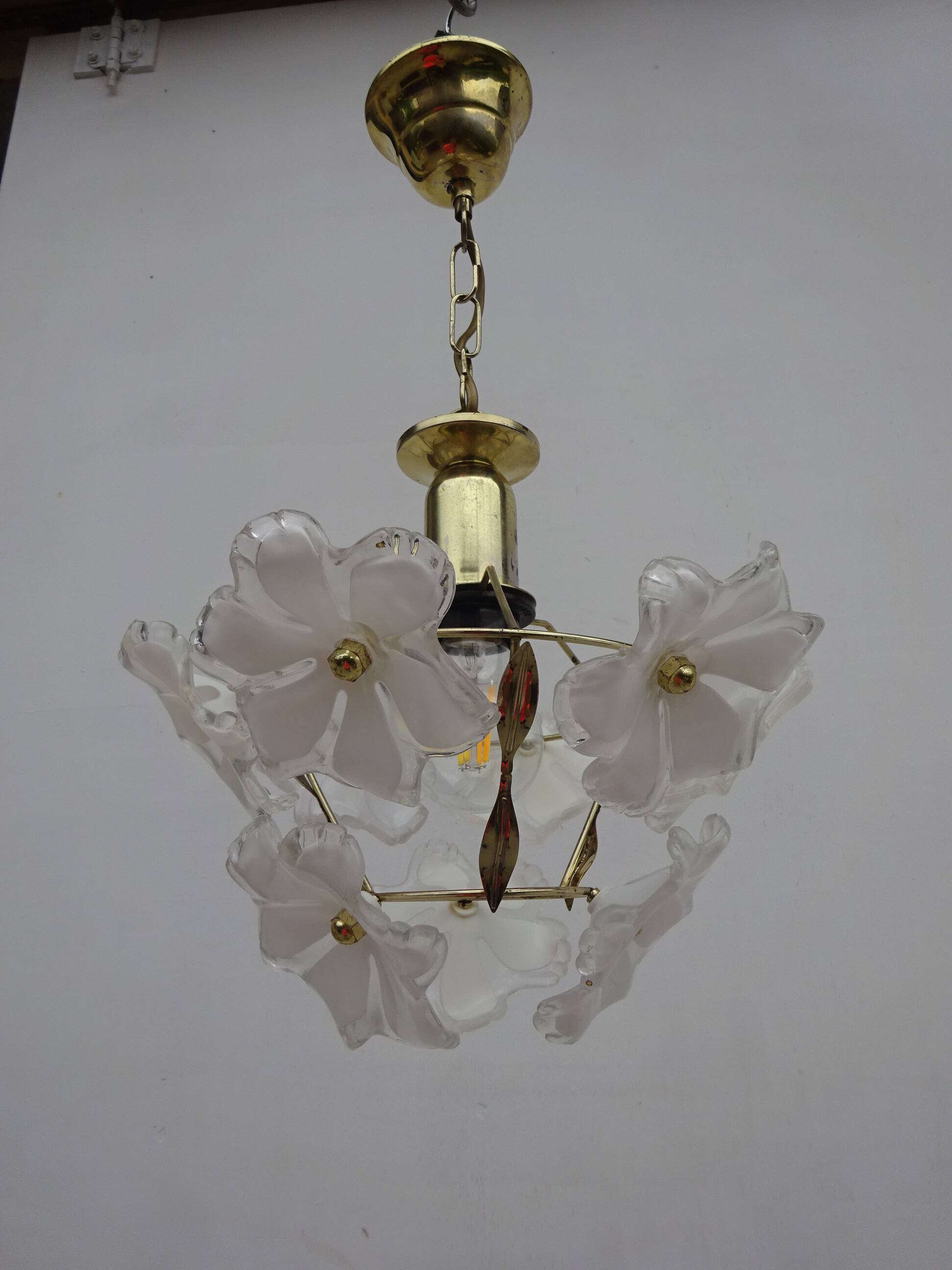 Suspension vintage en laiton doré