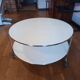 Table basse STRIND par Ehlen Johansson pour IKEA, verre opalin et chrome