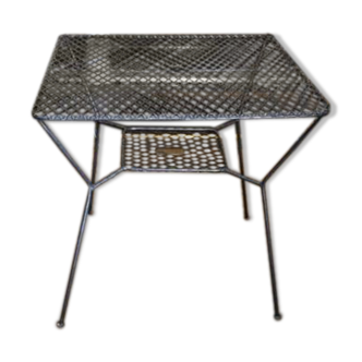 Set table and 4 perforated metal garden chairs 1930