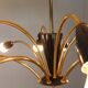 Italian Black and brass 12 arm Spider Chandelier  1950s