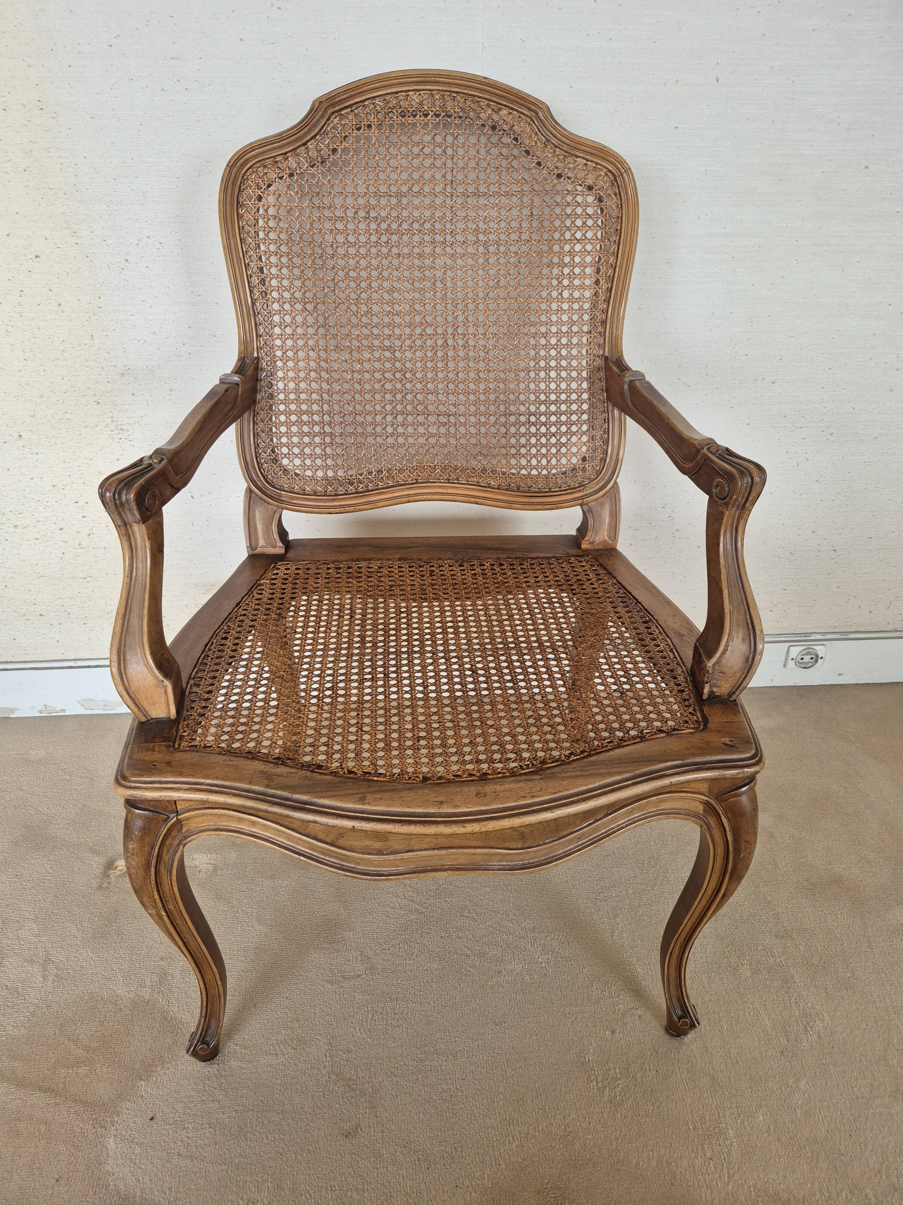 Louis XV style fluted cabriolet armchair