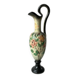 Porcelain vase spout ewer with flowers signed Arnaut