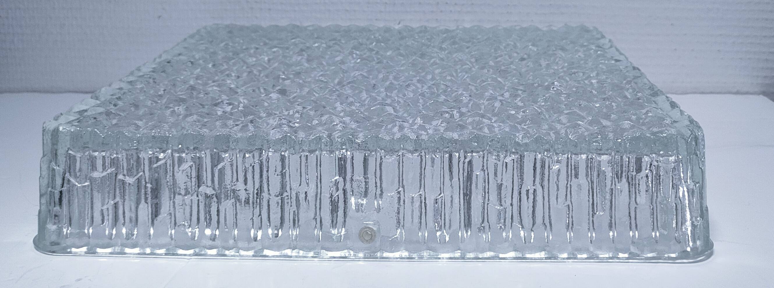 Holophane square wall lamp XL glass design 60s