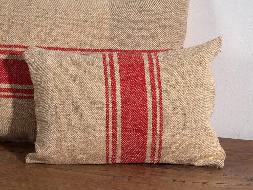 Old linen cushions with red stripes. Set of 2 pieces #2