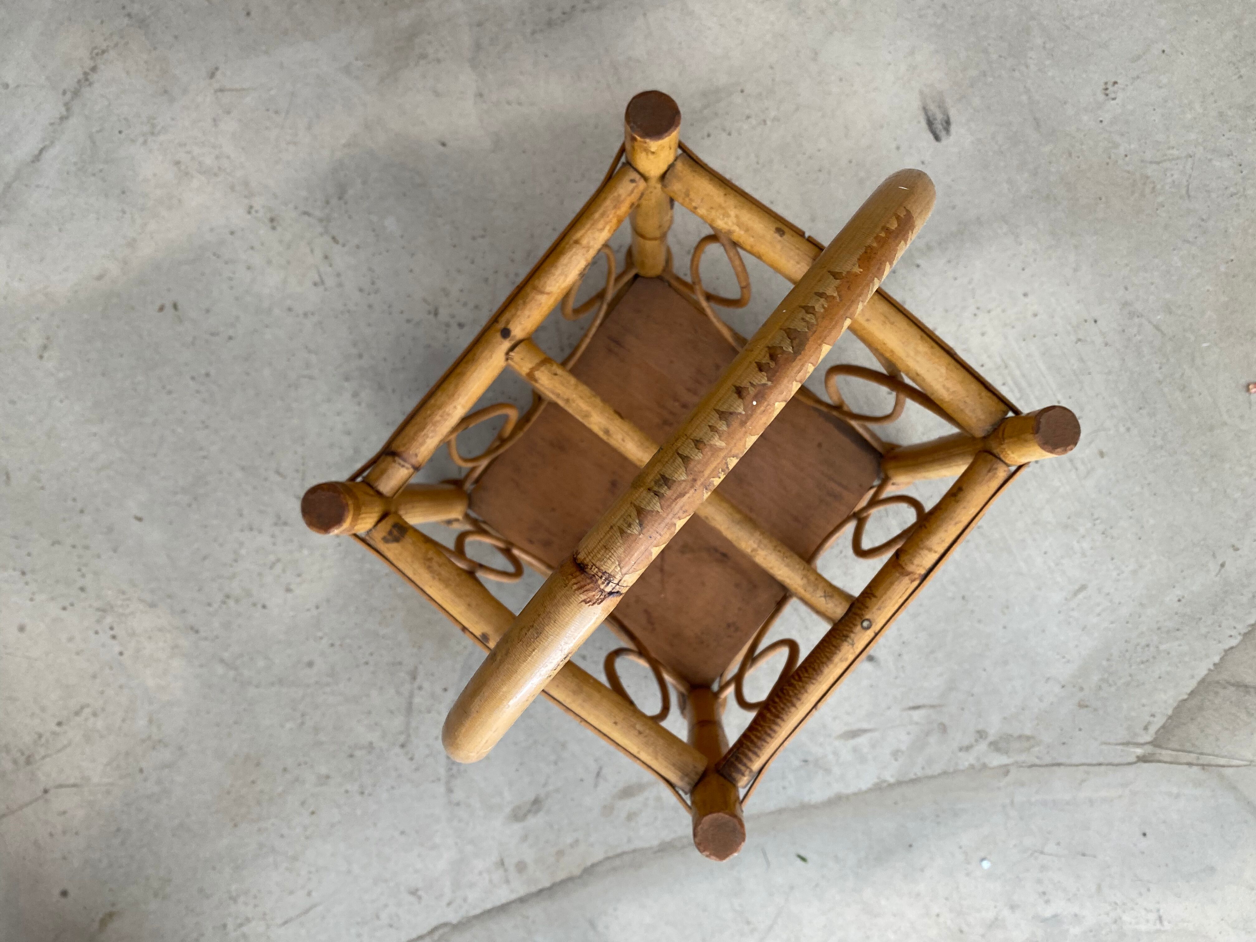 Rattan and bamboo bottle holder