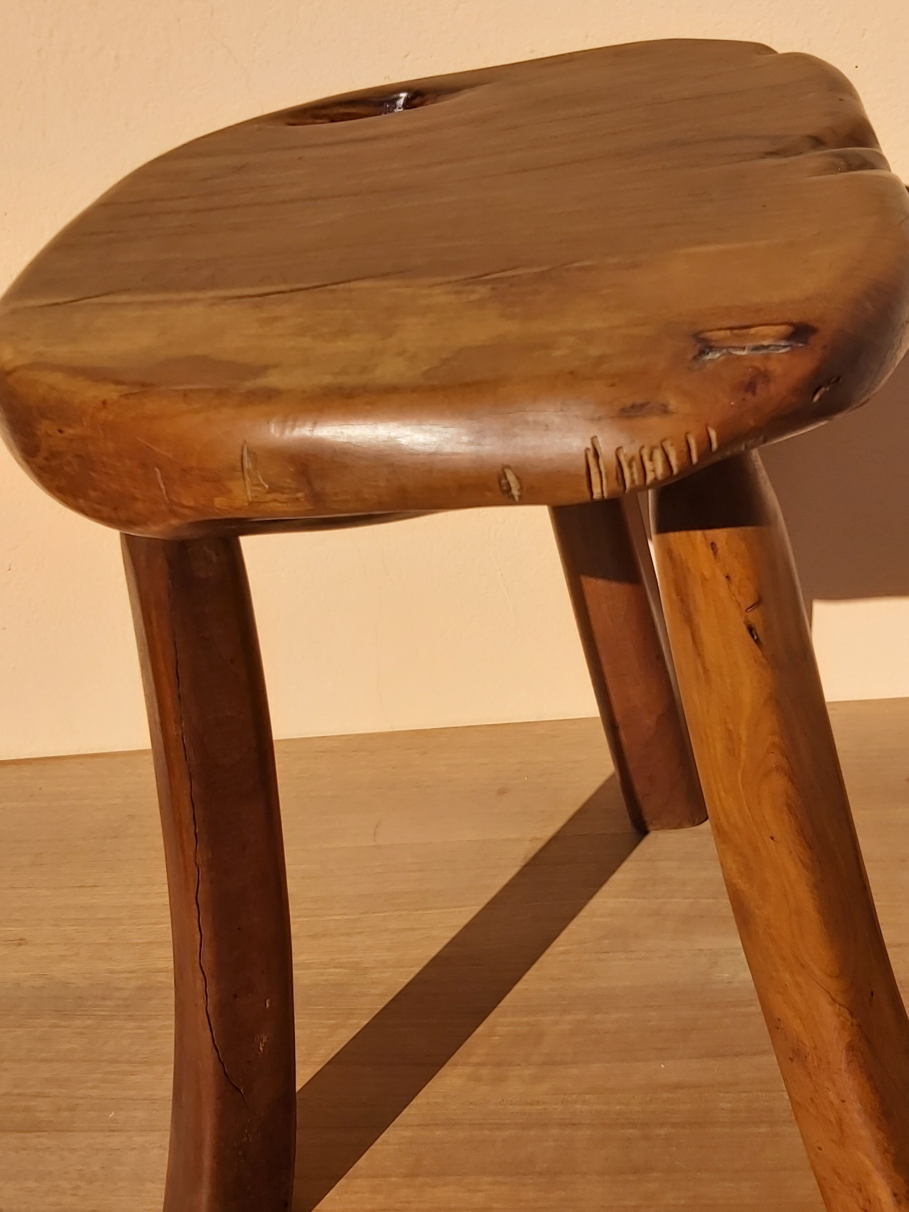 Vintage olive wood tabouret