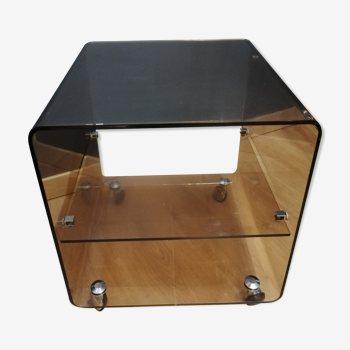 Vintage side table in smoked plexiglass by Michel Dumas for Roche Bobois