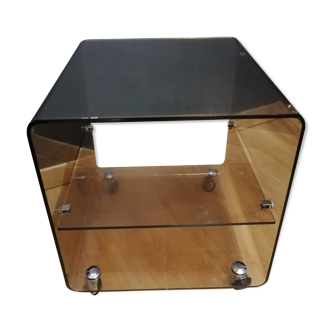 Vintage side table in smoked plexiglass by Michel Dumas for Roche Bobois