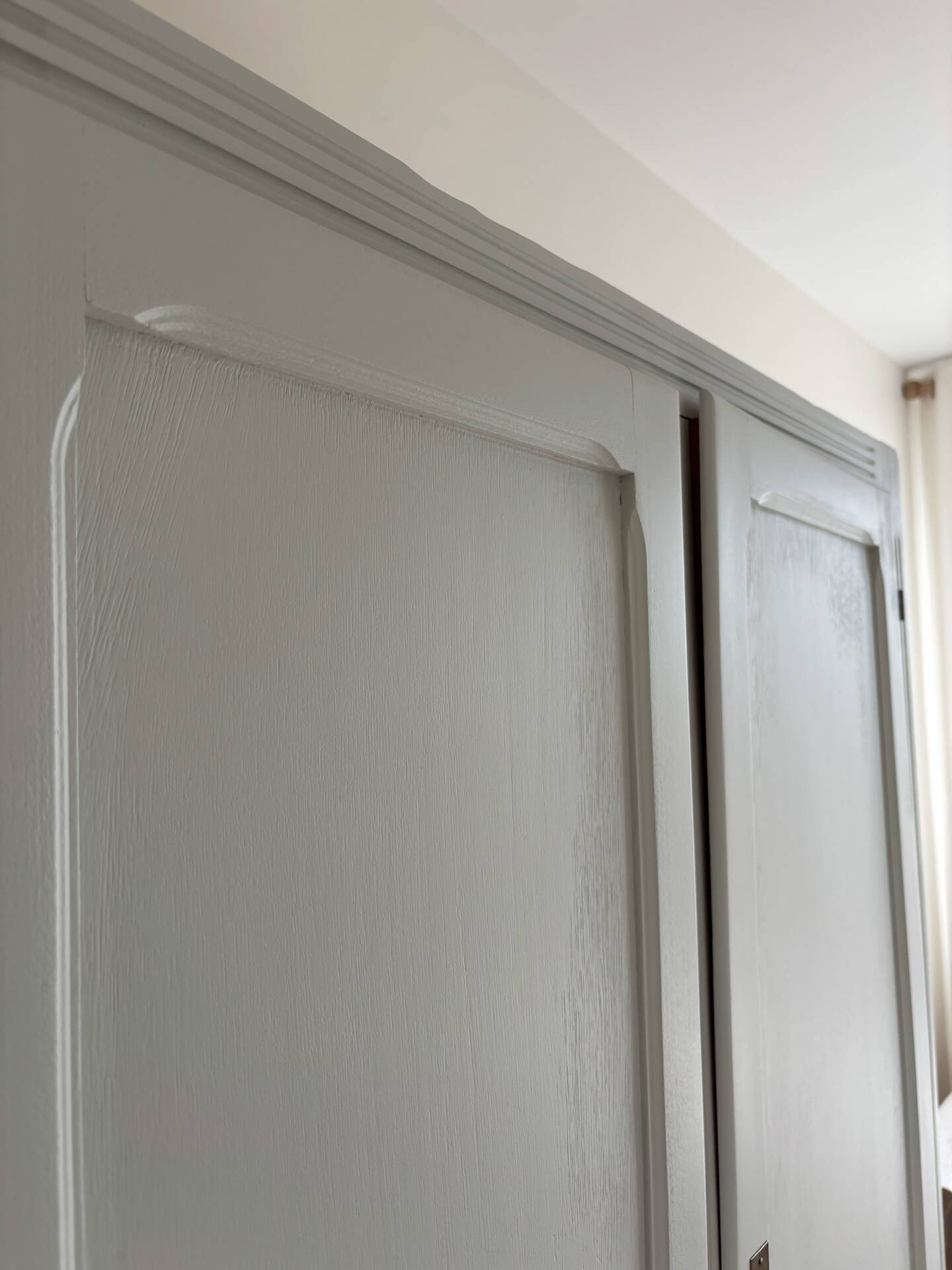 Art Deco wardrobe with shelves and drawers, renovated wood.