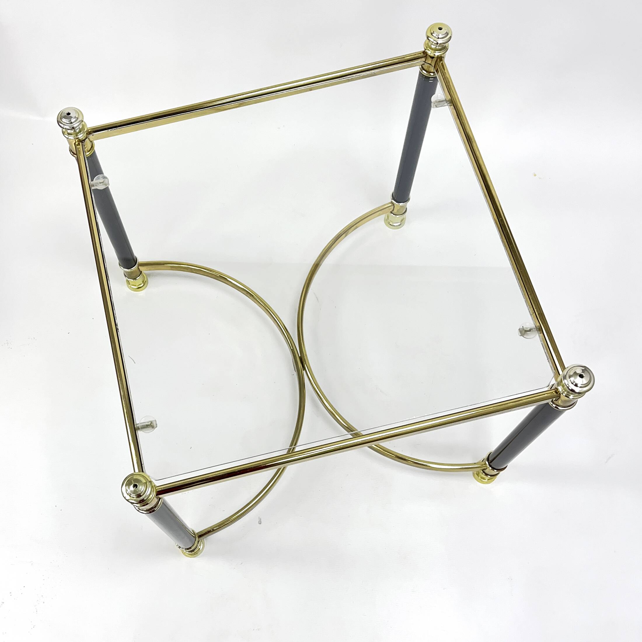 Hollywood Regency Side Table, Brass and Glass, 1970s, Maison Jansen Style
